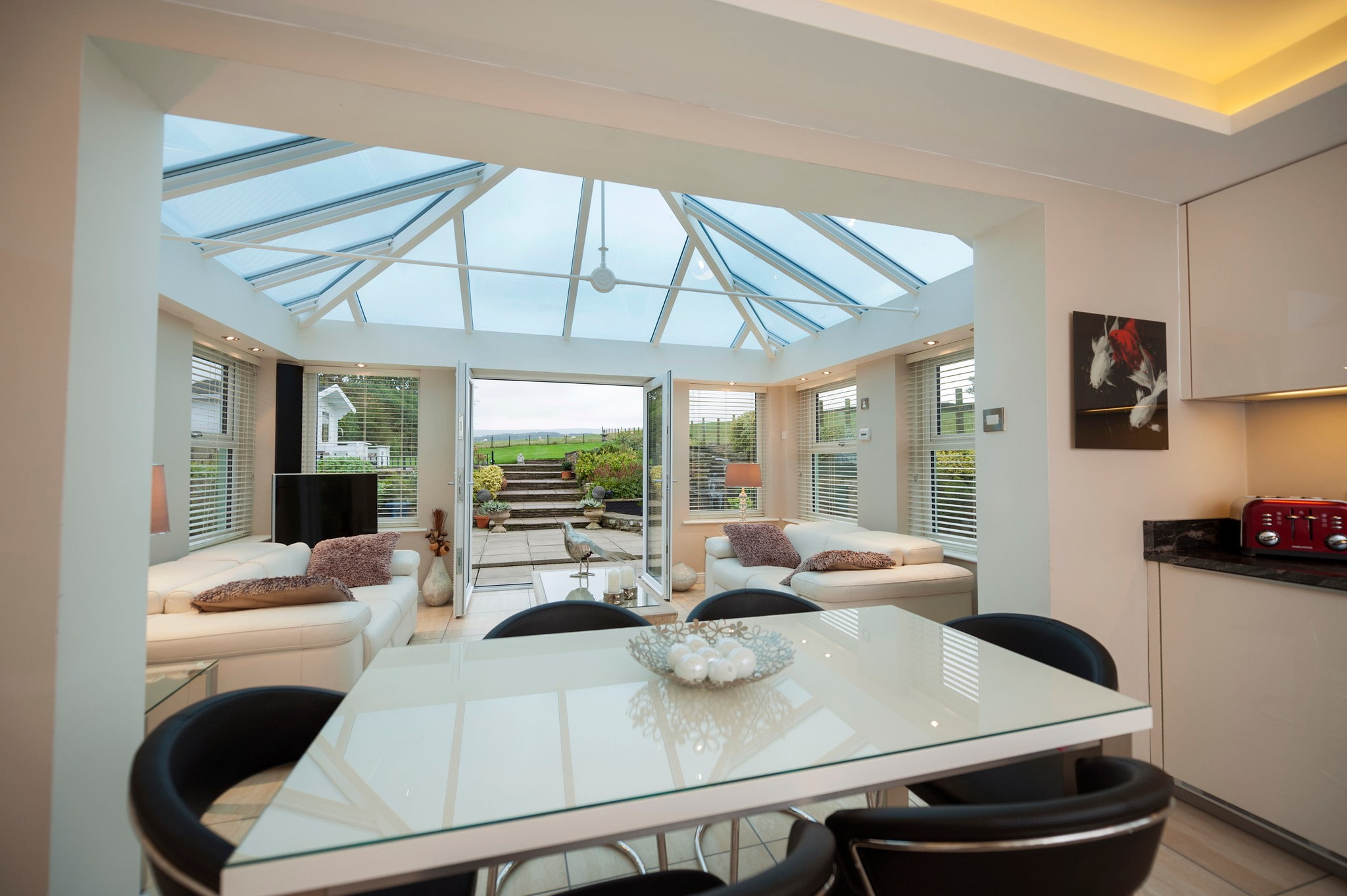 Kitchen diner extension with a glass roof.
