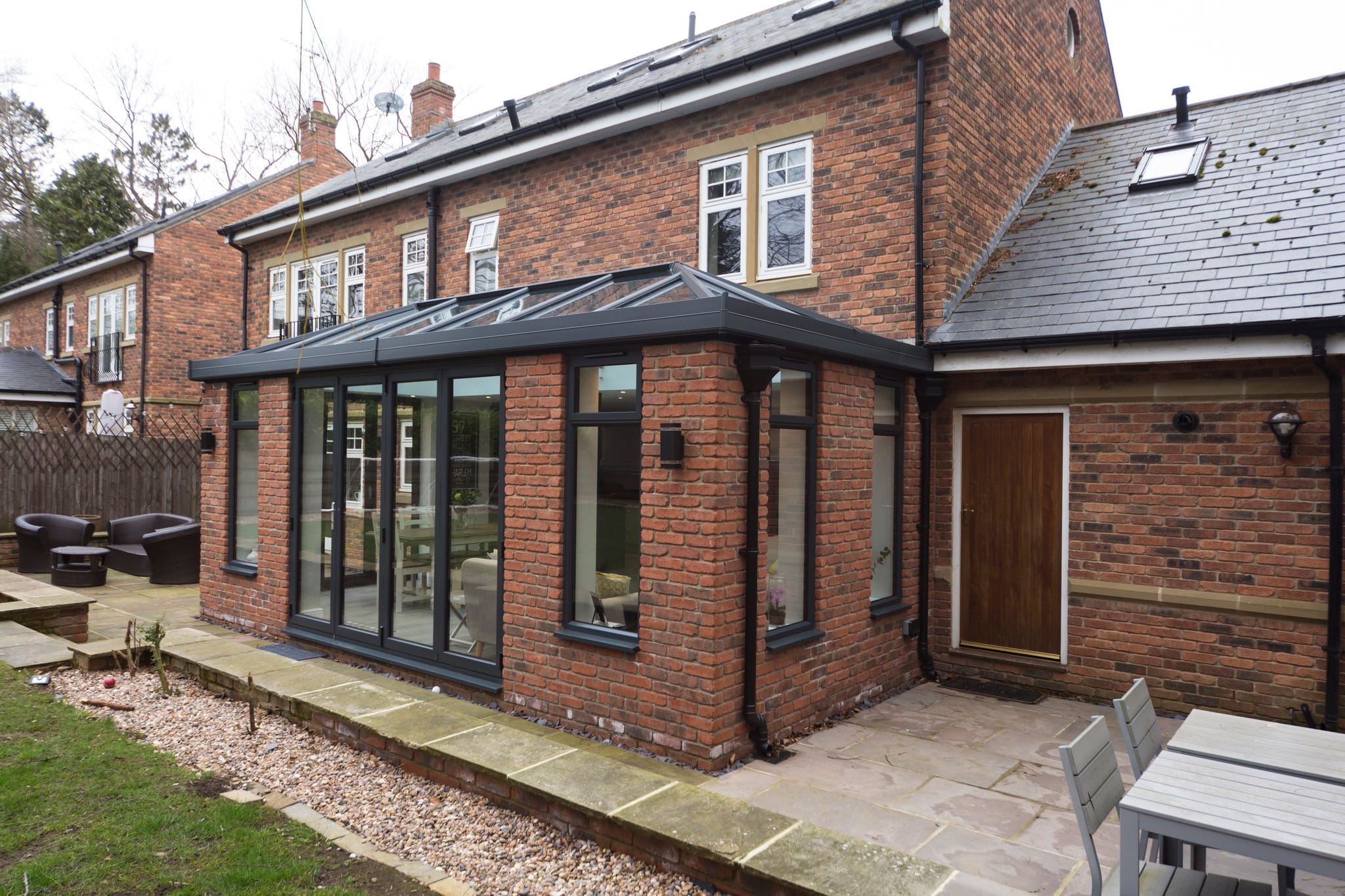 A side-on view of a single storey extension.