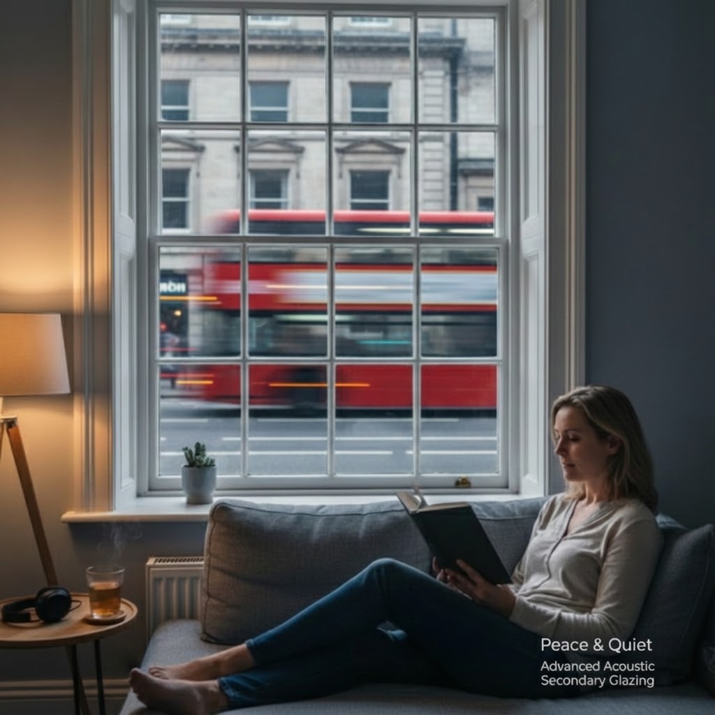 Diagram showing how secondary glazing creates a thermal barrier