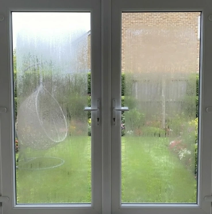 Real example of external condensation on a high-quality double glazed window