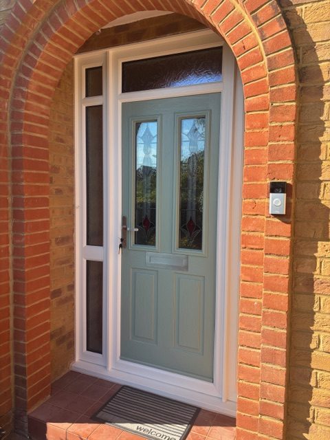 A black composite door.