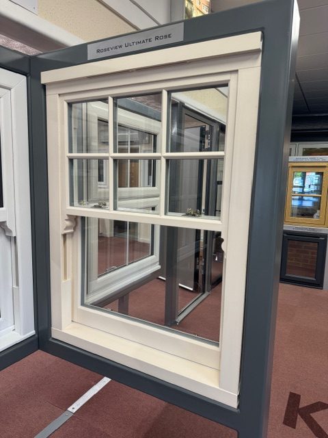 Roseview Ultimate Rose Sash Window in Showroom