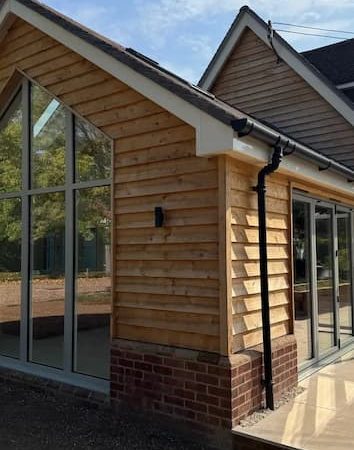 Aluminium doors and windows in an extension