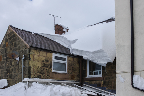 Roof with snow and conservatory